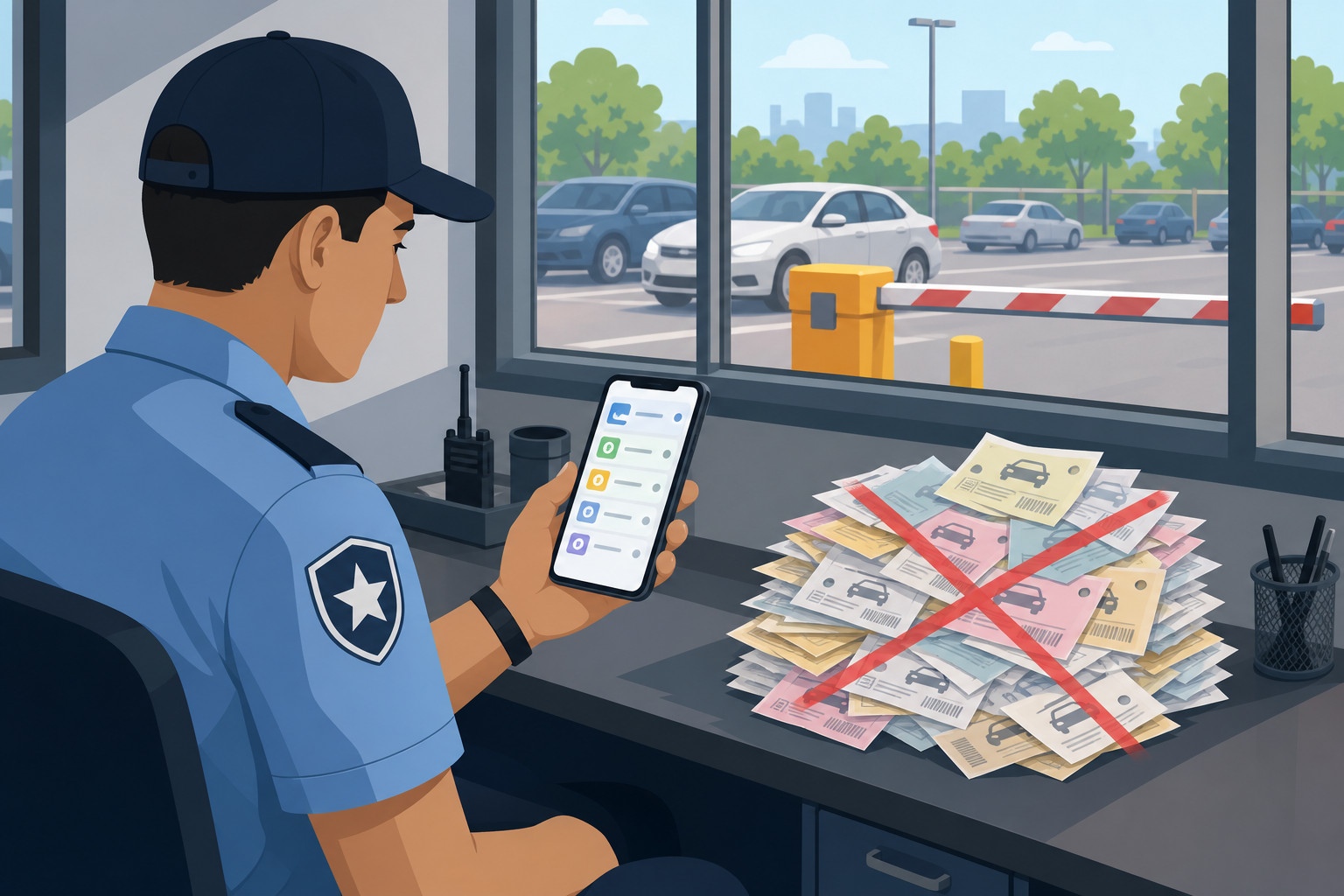 Парковочный пропуск QR: охрана видит цифровой пропуск парковка и список сессий на телефоне вместо бумаги