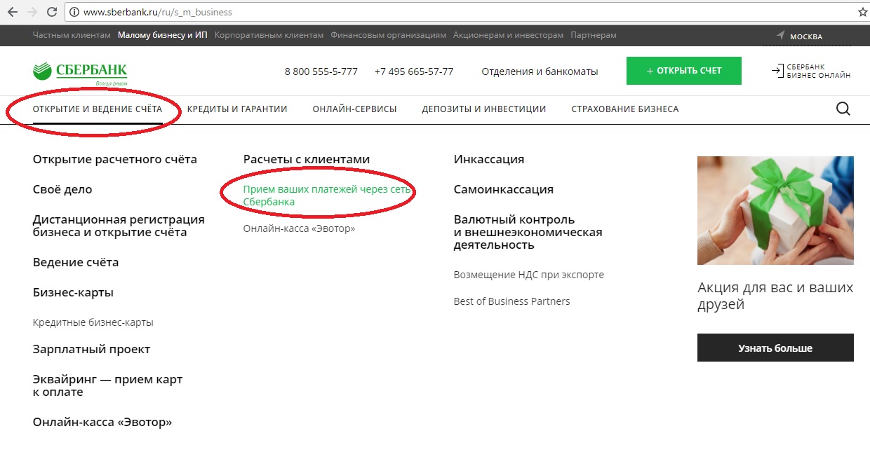 Заключение договора со Сбербанком на приём платежей по QR